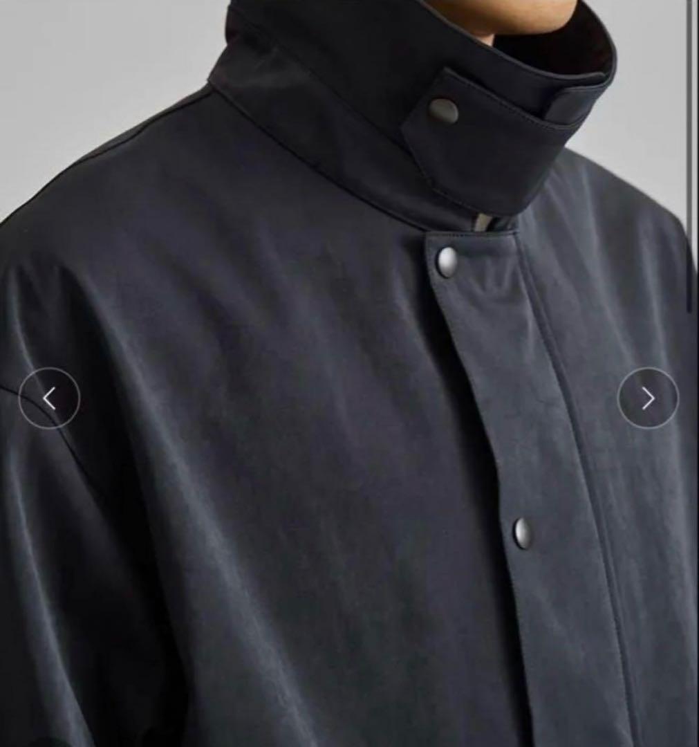 黒 ステンカラーコート ロング丈