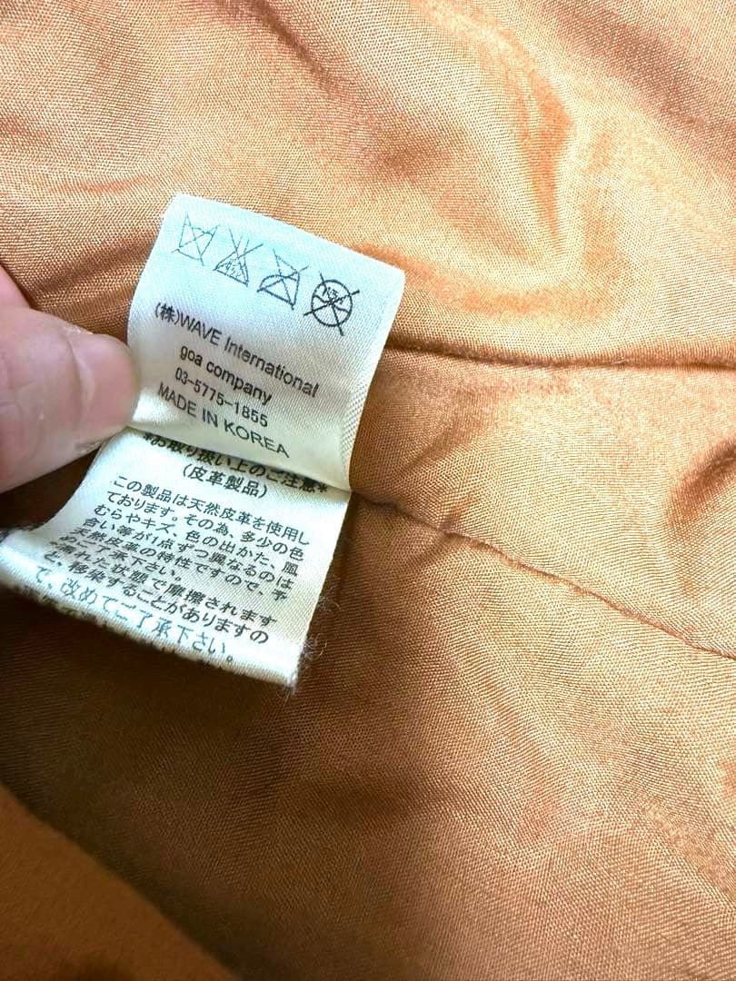 goaゴアビンテージ加工ラムレザージャケット ラクーンファー付きフード　キャメル