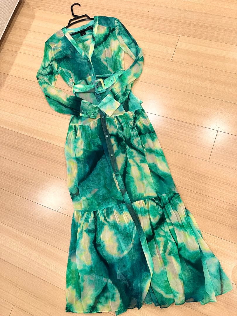 PINKO グリーンタイダイ柄ドレス
