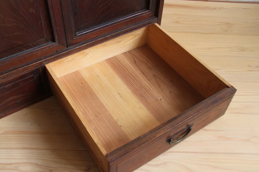 収納棚　本棚　引戸　引き出し　古道具　古家具　ビンテージ　アンティーク　レトロ