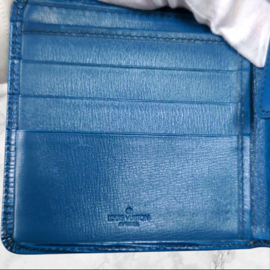 【美品】ルイヴィトン ポルトフォイユ・マルコ エピ 二つ折り財布 ブルー