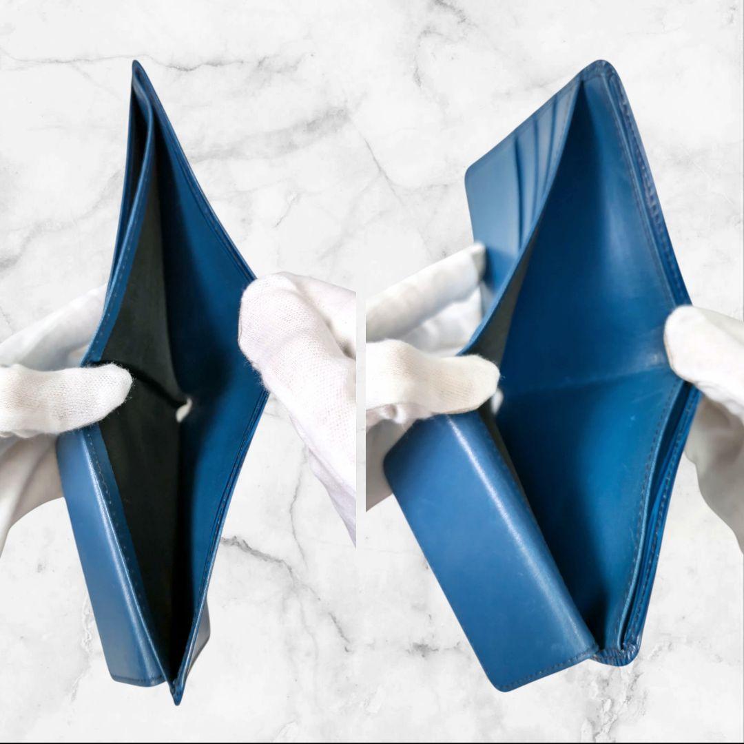 【美品】ルイヴィトン ポルトフォイユ・マルコ エピ 二つ折り財布 ブルー