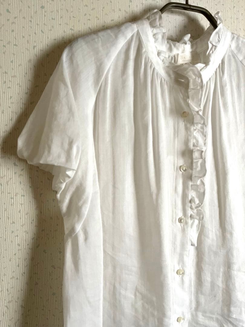 未使用品　BALLSEY スムースラミー フリルカラーブラウス