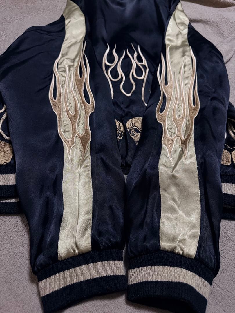 美品 ２面用 JUNK STAR スカル 火 日本限定スカジャン vintage