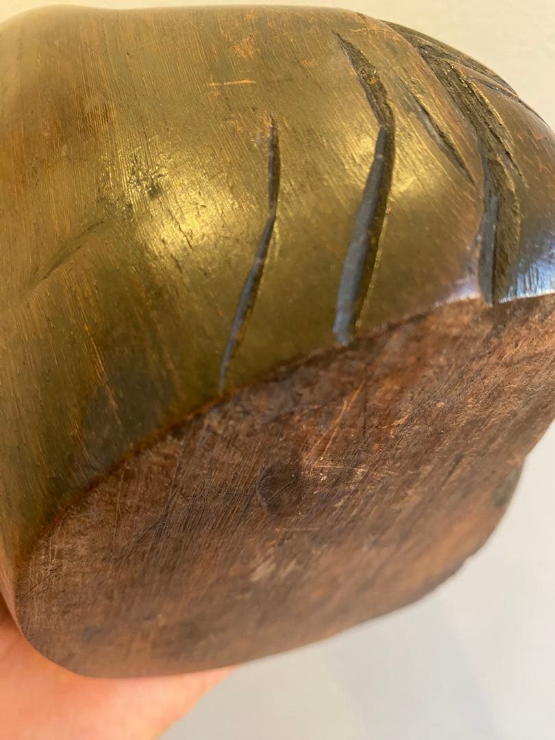 紫檀、黑檀彫刻布袋座佛像、高さ22cm重さ1799g