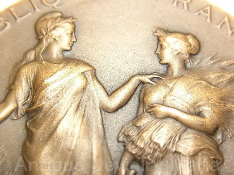 《m6466》農業労働者を知識へ導くマリアンヌ フランス アンティーク メダル