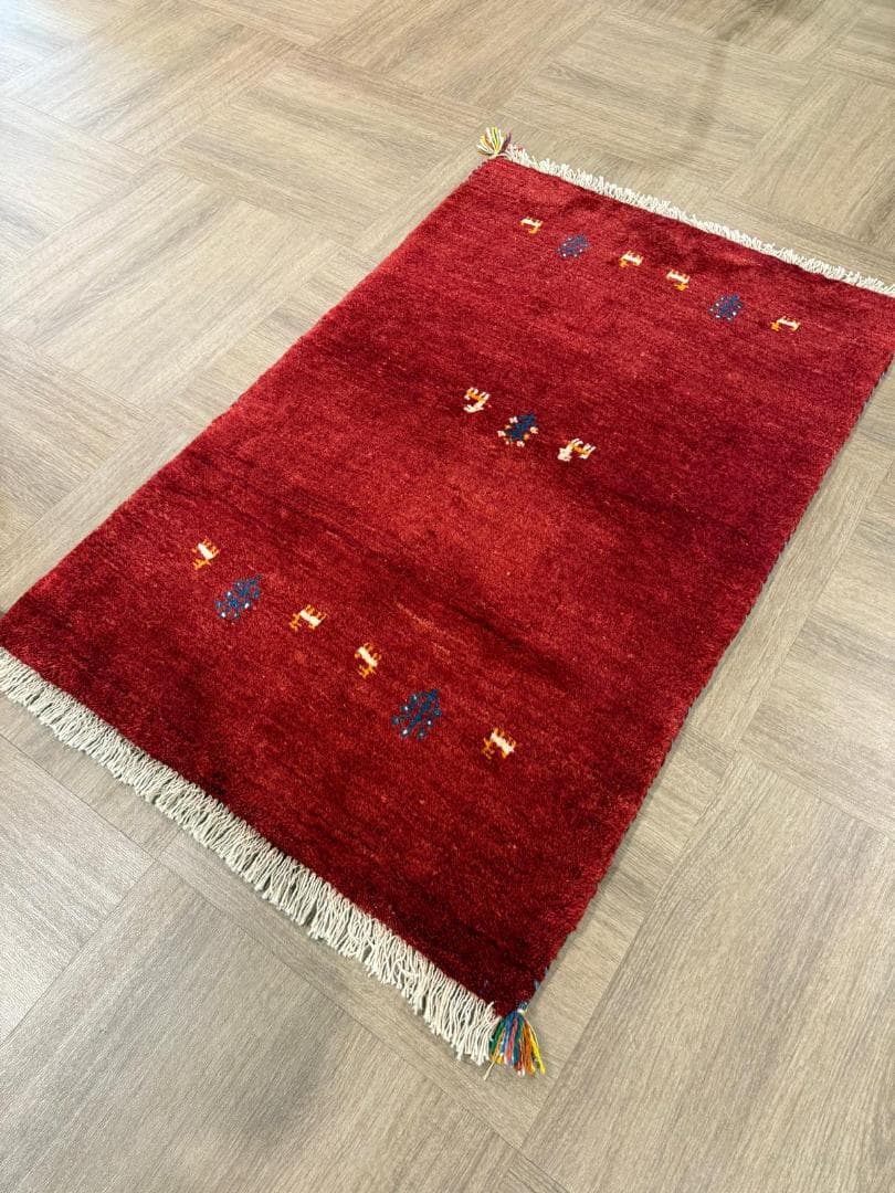 ギャッベ 127x84cm ペルシャ絨毯 手織り ギャベ 玄関マットラグ 絨毯