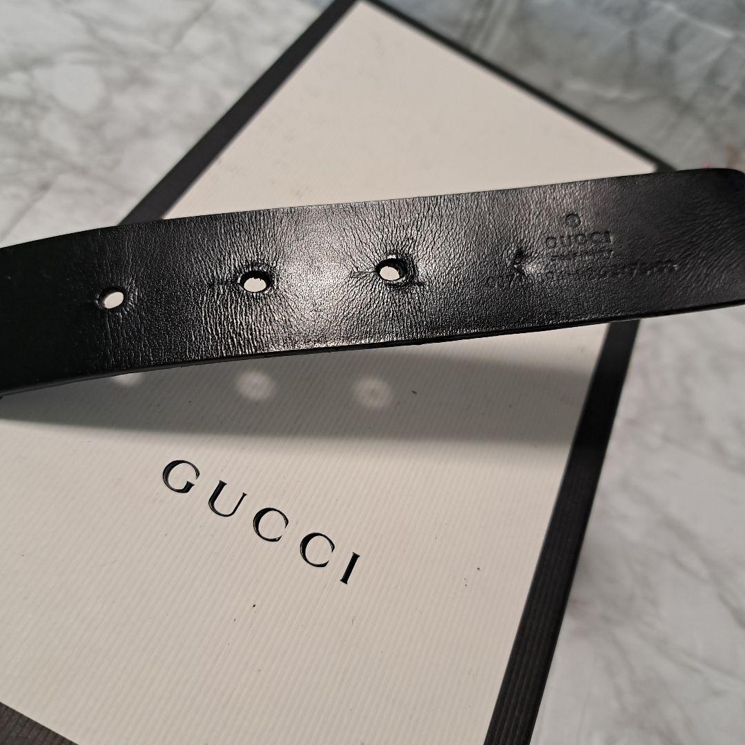 ✨️美品✨️GUCCI グッチ ベルト ブラックレザー シルバー金具　ロゴ