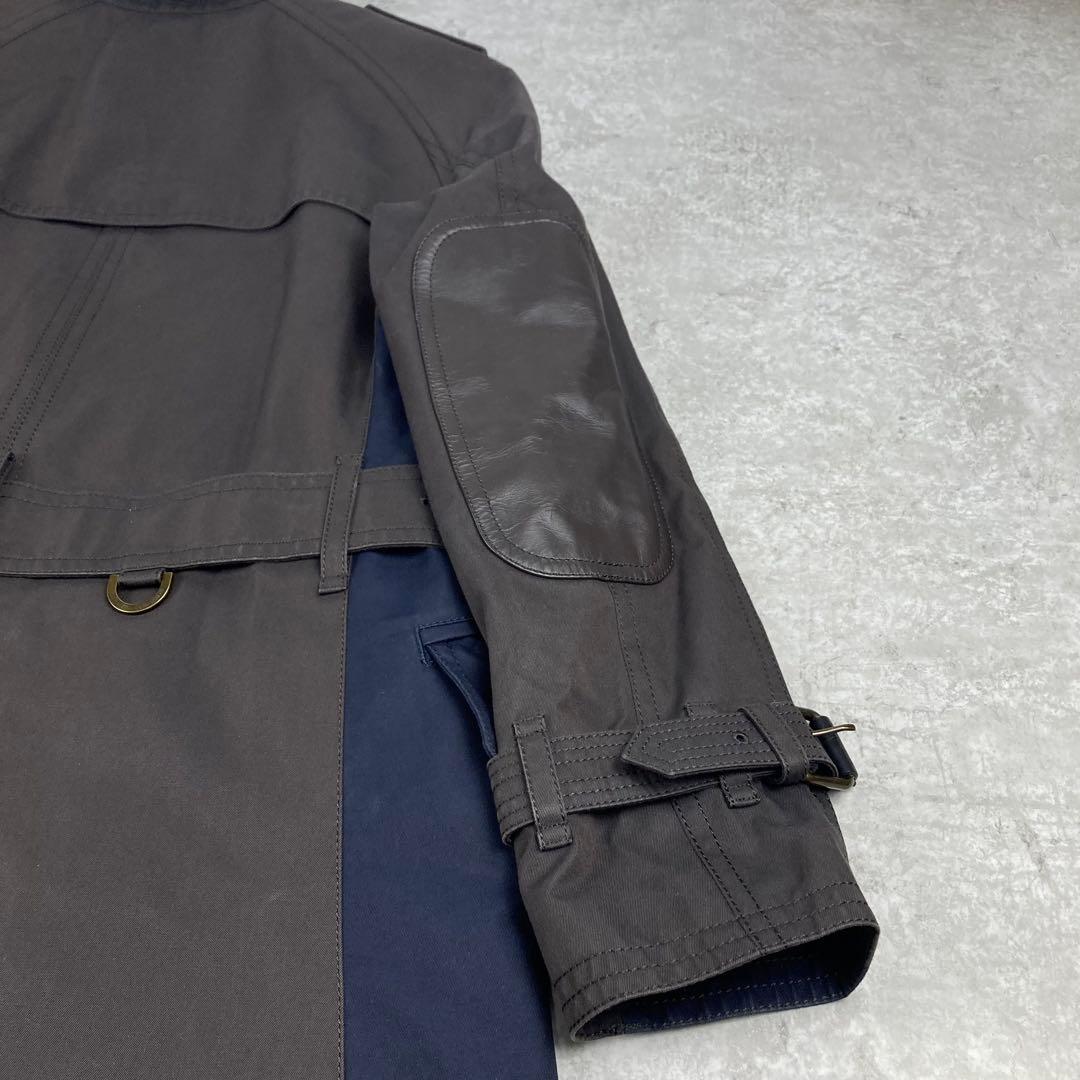 ブラックレーベル　クレストブリッジ　バイカラー　レザーエルボ　トレンチコート　M