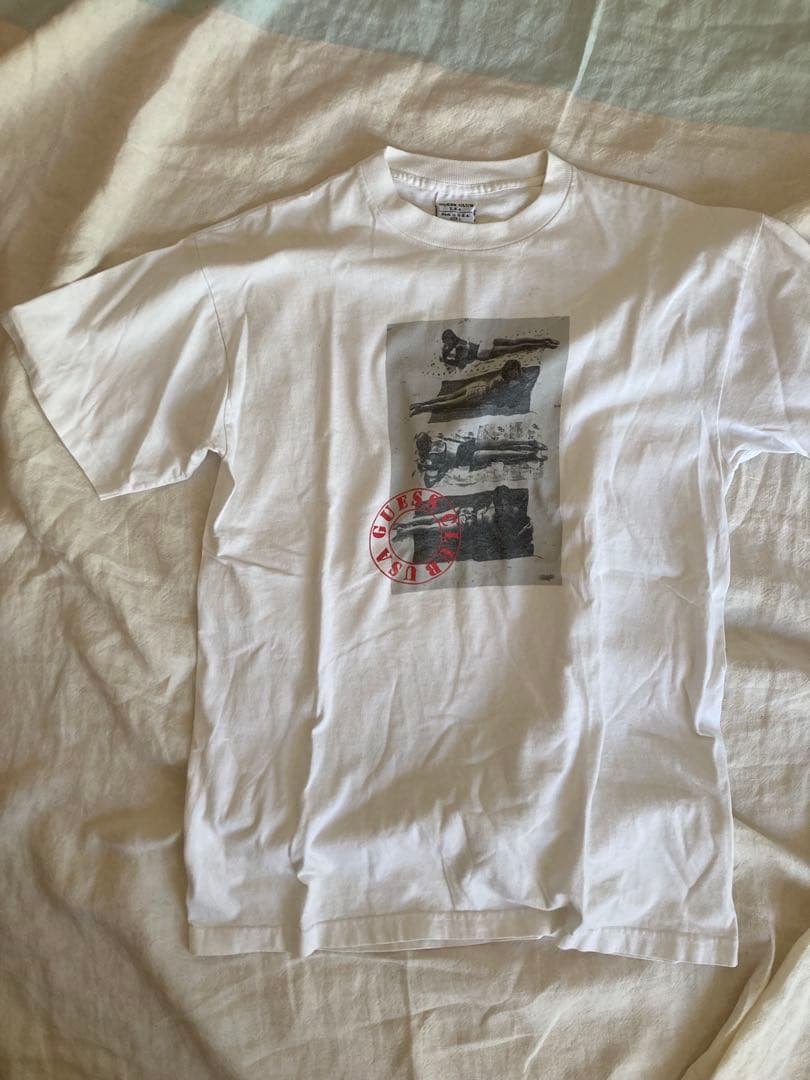 90s Guess ゲス フォトT アメリカ製 コットン100% Lサイズ