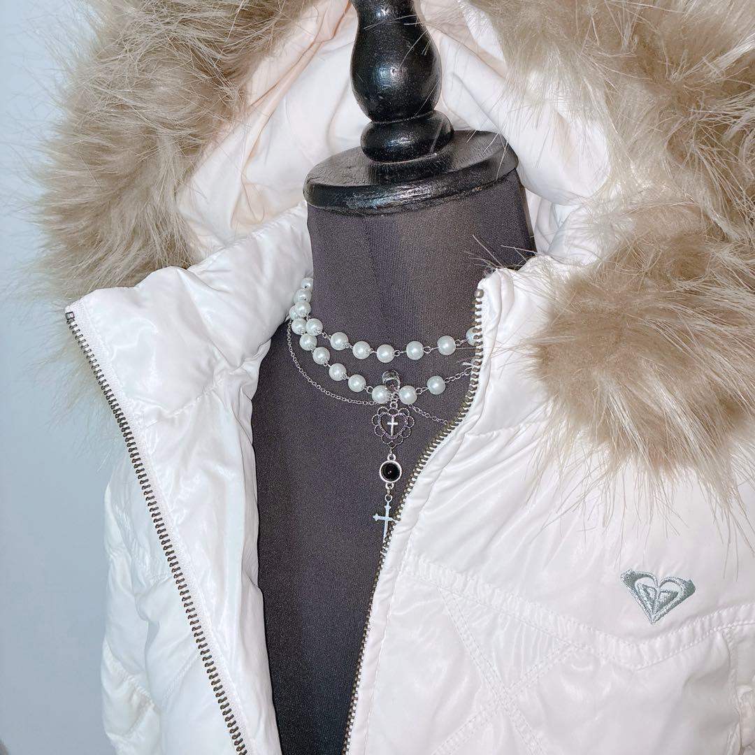 平成ギャル y2k ファーダウンジャケット 光沢　グランジ 平成女児 NANA