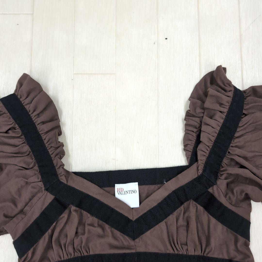 255○ 値下げRED VALENTINO ブラウン フリル袖 シャツ