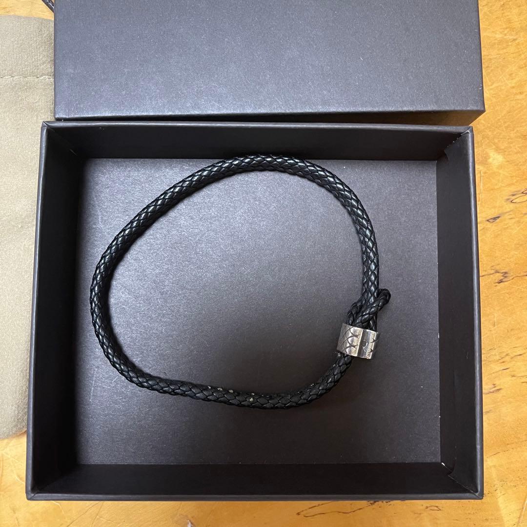 Bottega Veneta ブラックイントレチャートレザーブレスレット
