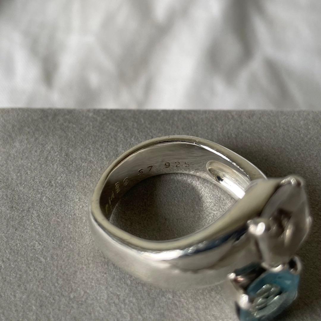 エルメス　アクアマリン　リング　HERMES ヴィンテージ　ストーン　57