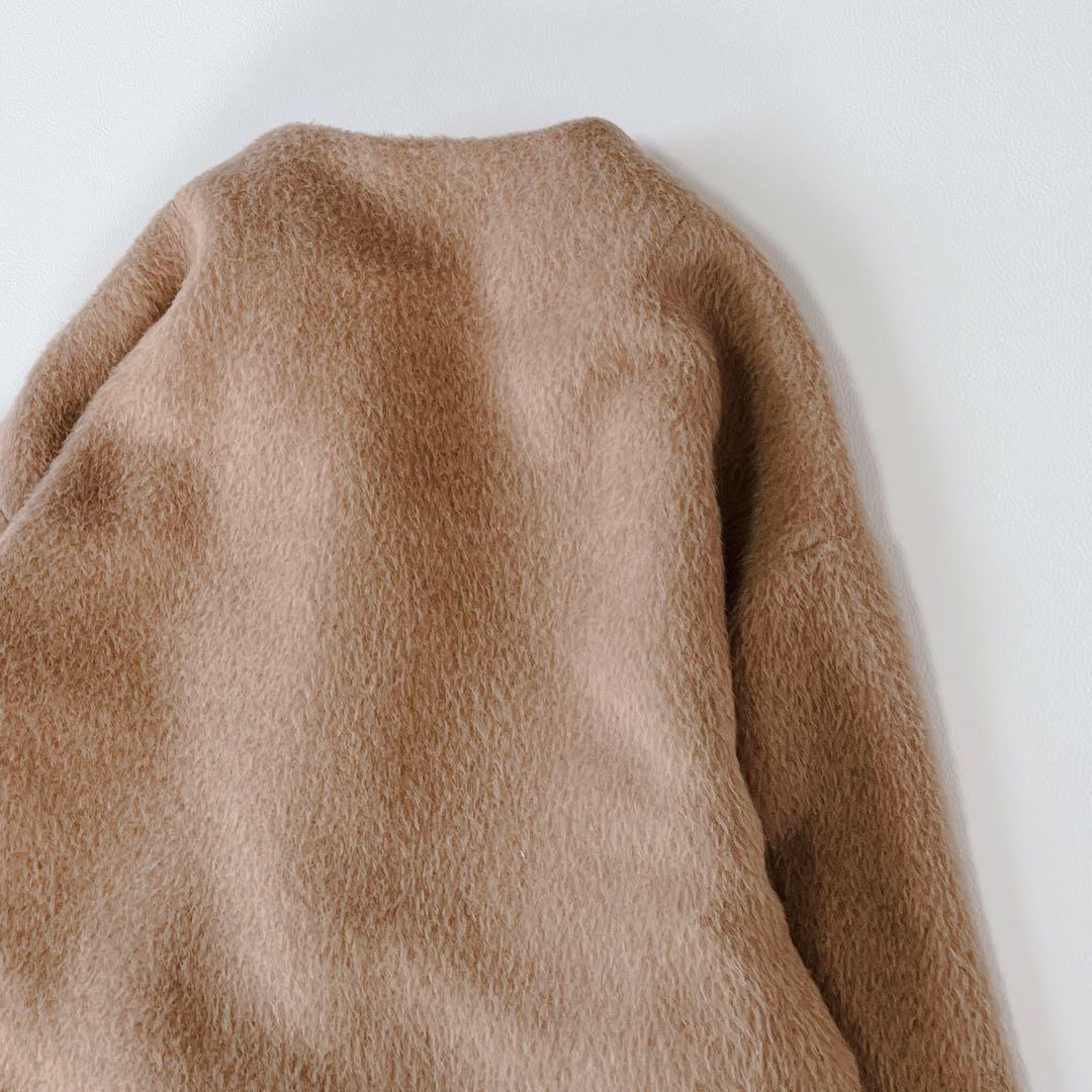 美品✨ SACRA アルパカ　ノーカラーコート　ロング　ゆったり　チェーン　38