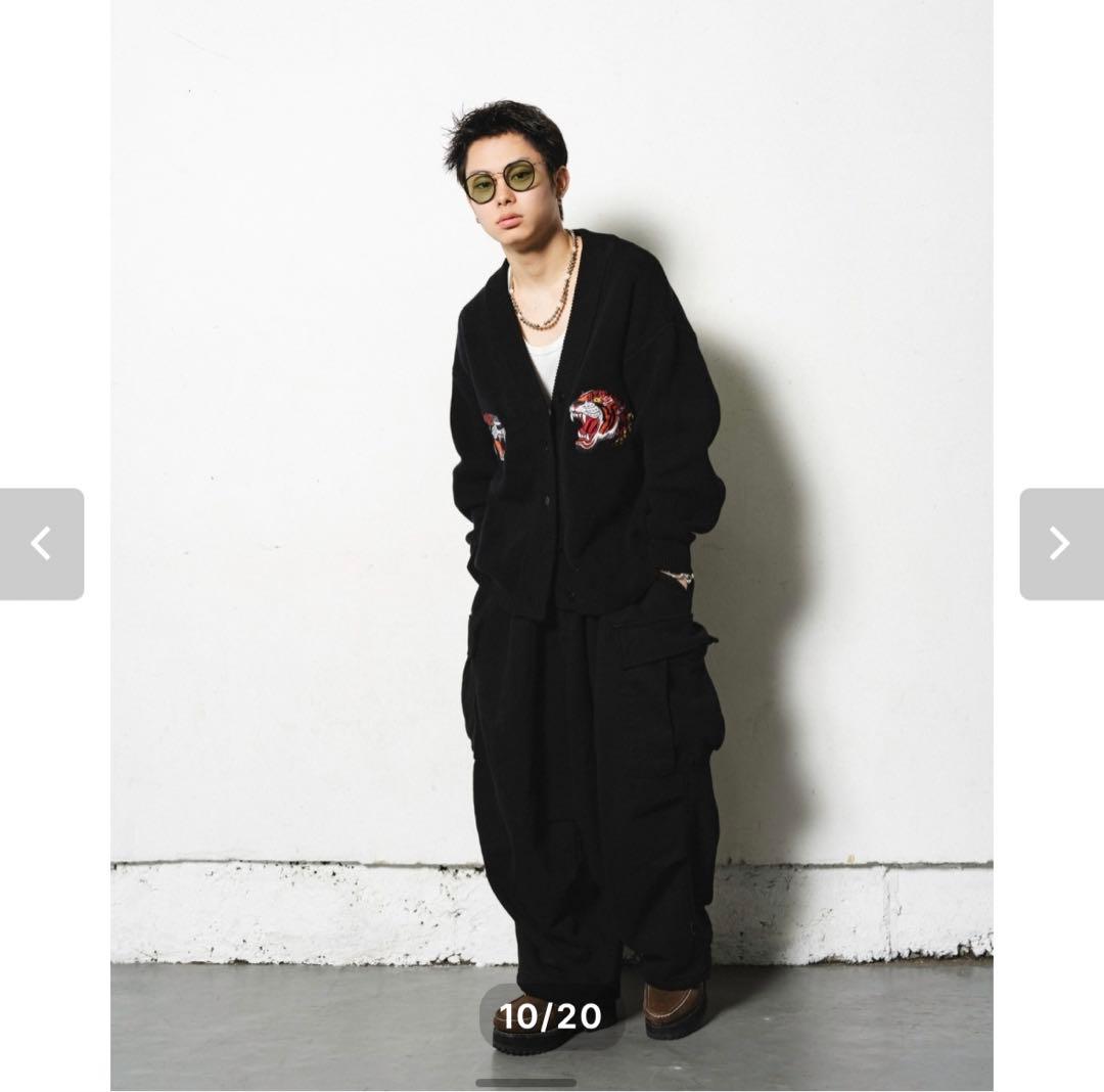 チュウカタベタイTIGER KNIT cardigan black