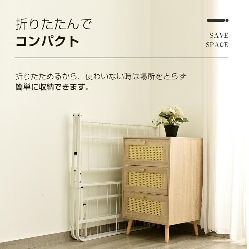 数量限定！パイプベッド 折りたたみベッド シングル 組立簡単 （S）WHITE