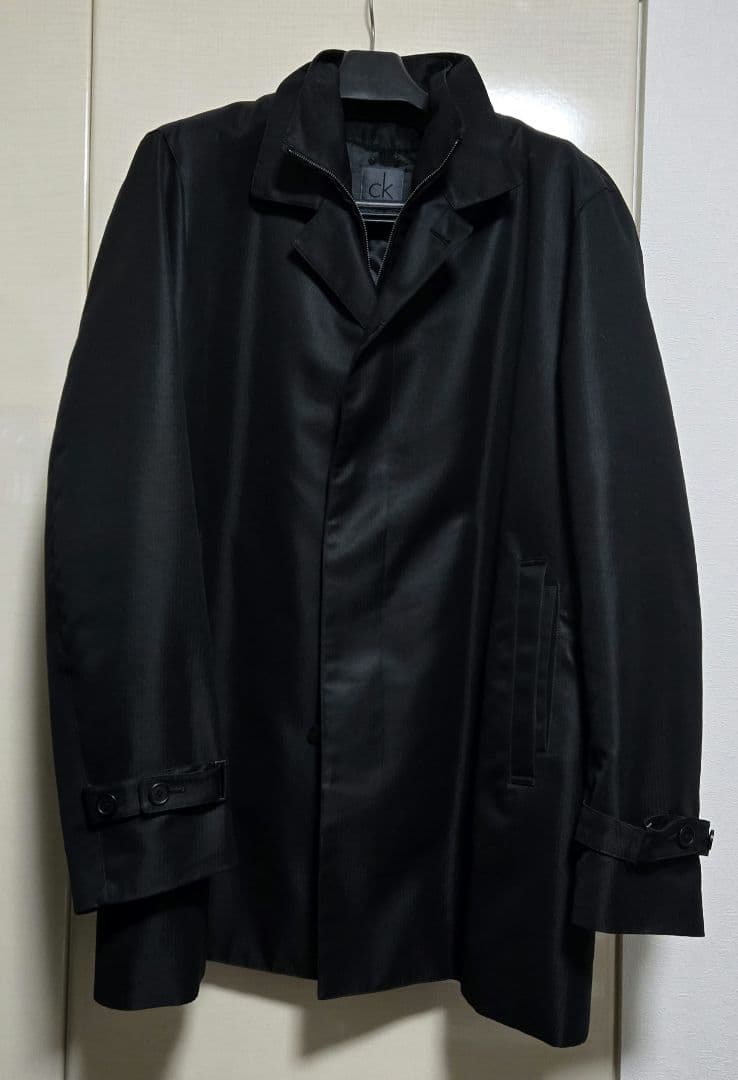 美品　カルバンクライン　ステンカラーコート　黒 取り外しライナー付き