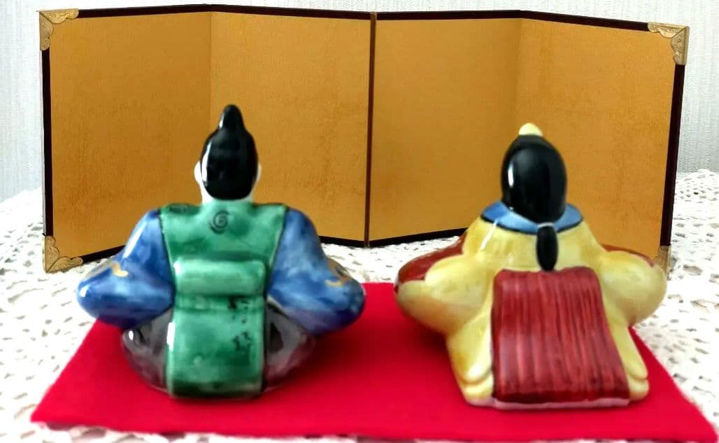 セール✨雛人形　青　九谷焼　屏風 敷物　雛祭り　人気ギフト
