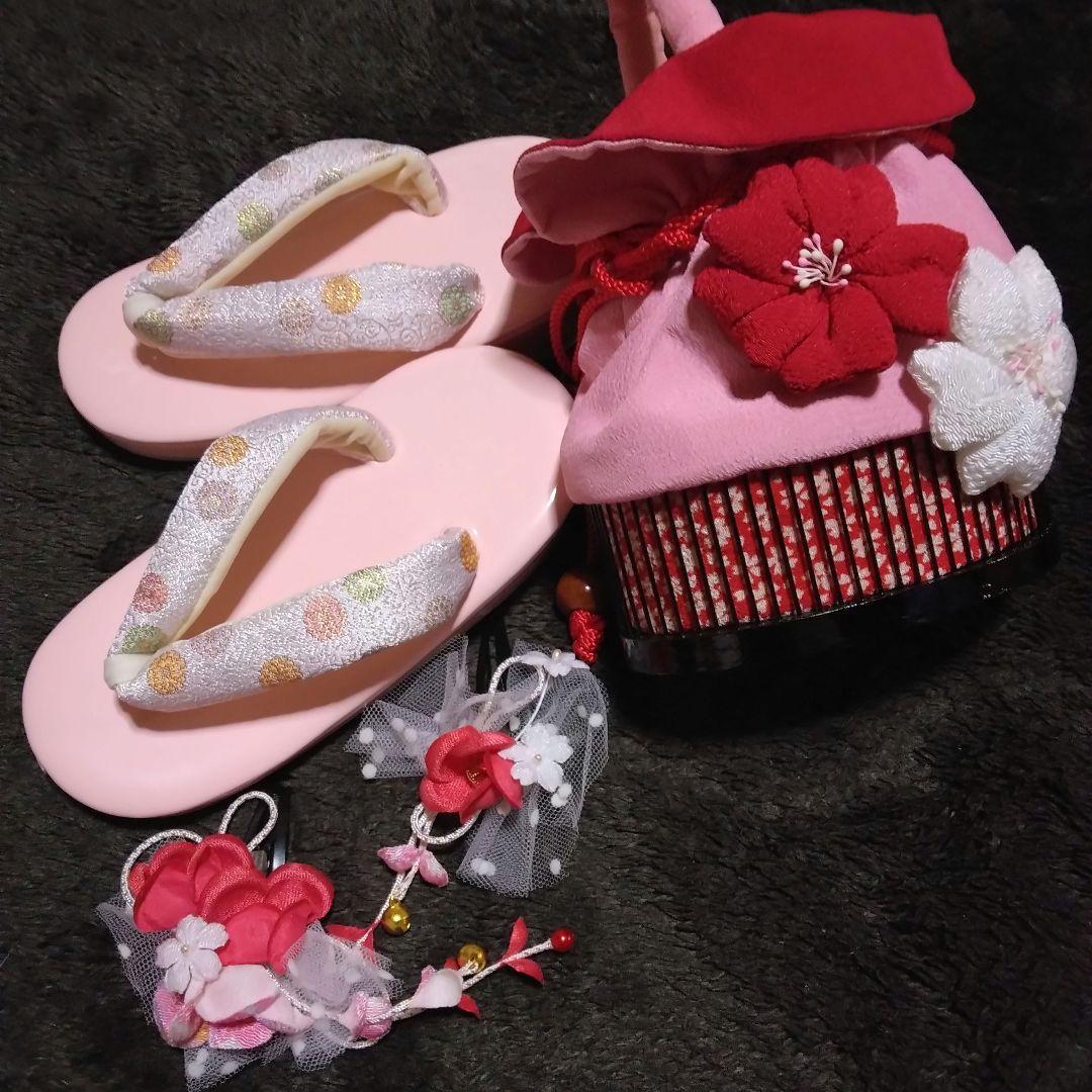 正絹綸子☆金駒刺繡☆ピンク重ねに心うきうき瞳きらきら☆3歳七五三向け祝い着