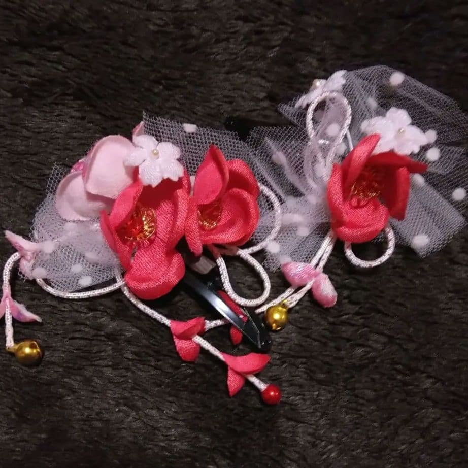 正絹綸子☆金駒刺繡☆ピンク重ねに心うきうき瞳きらきら☆3歳七五三向け祝い着