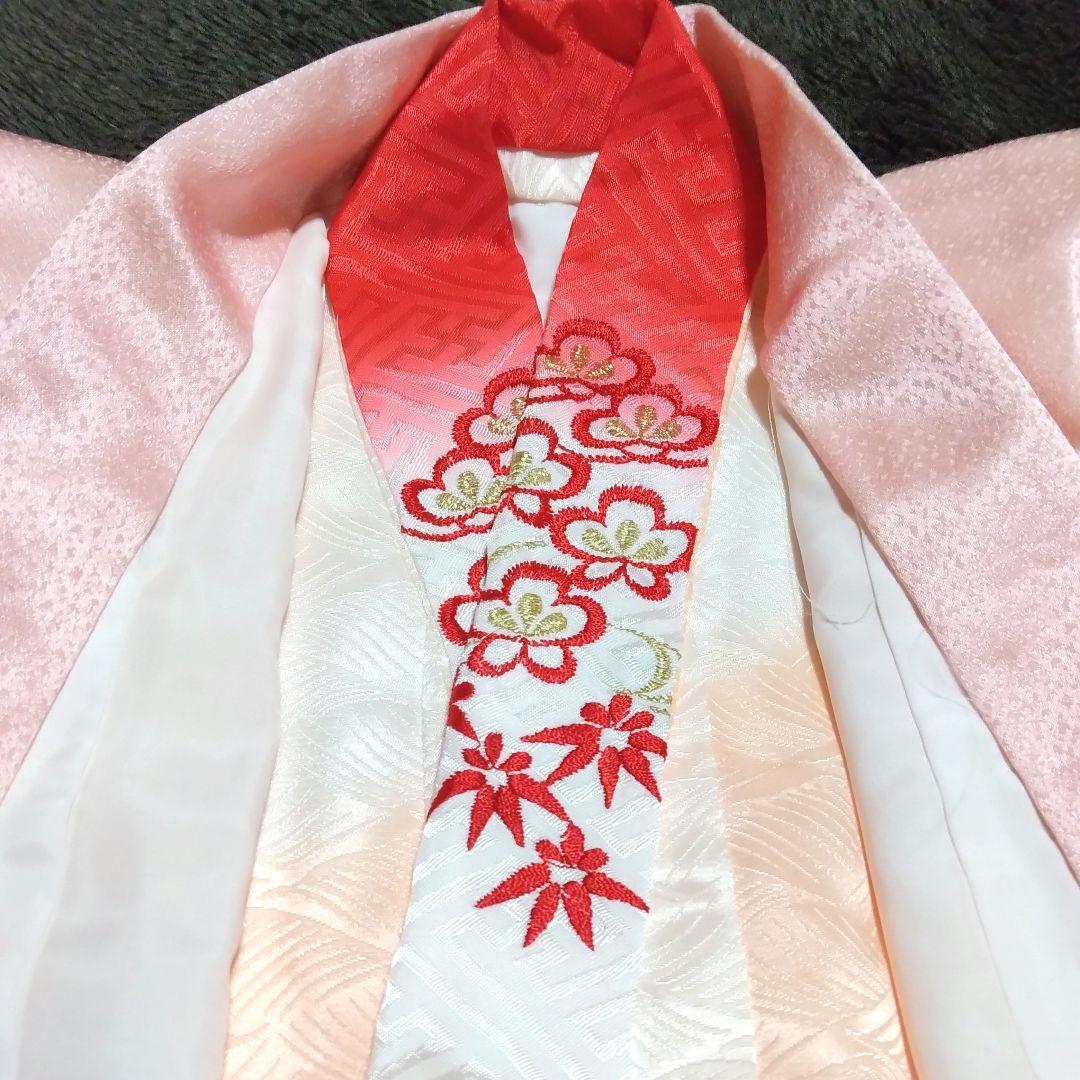 正絹綸子☆金駒刺繡☆ピンク重ねに心うきうき瞳きらきら☆3歳七五三向け祝い着