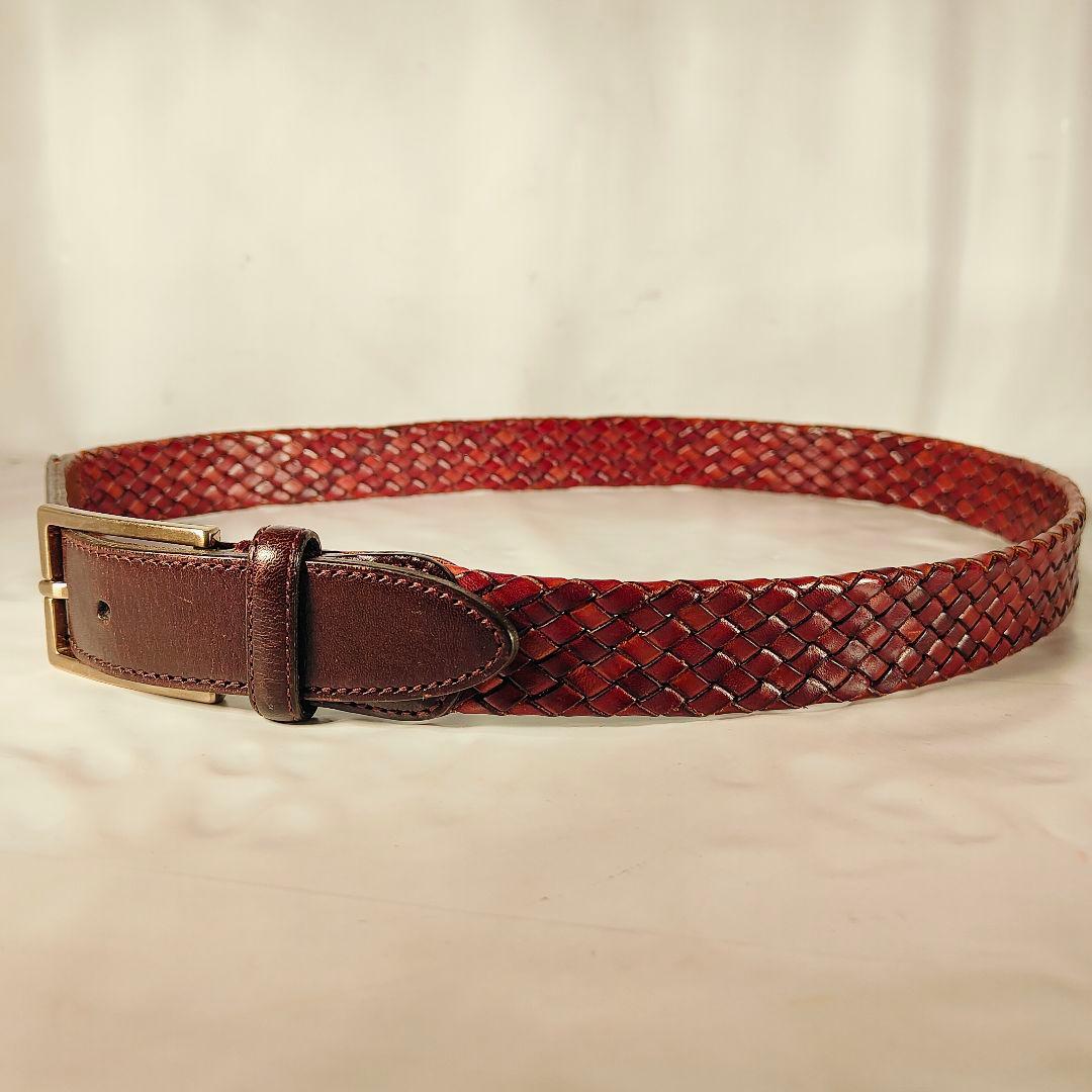 【極艶美品】Brooks Brothers　高級編み込みドレスベルト　イタリア製