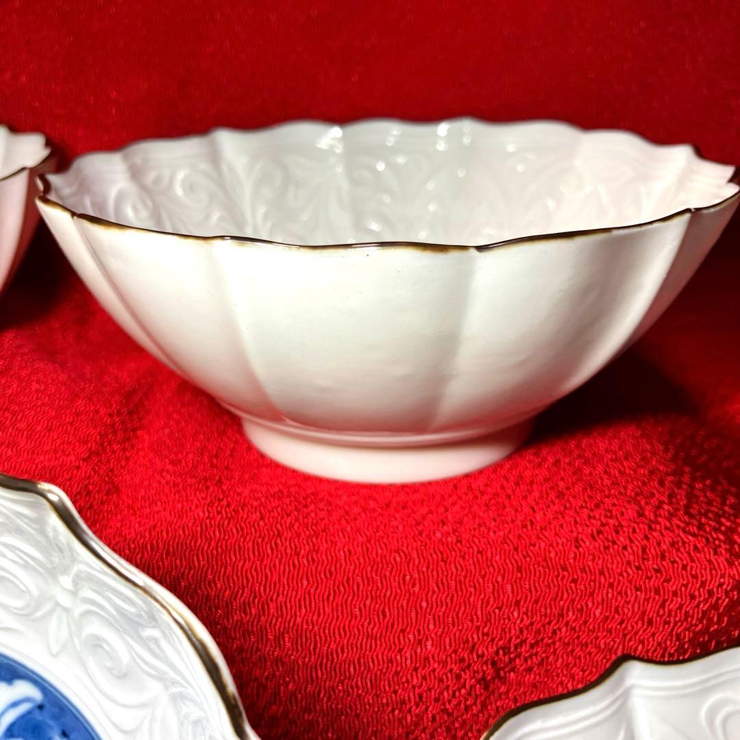 有田焼　貴祥窯　染付草花文　桔梗縁小鉢揃　5個セット