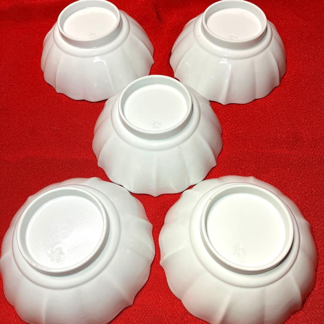 有田焼　貴祥窯　染付草花文　桔梗縁小鉢揃　5個セット