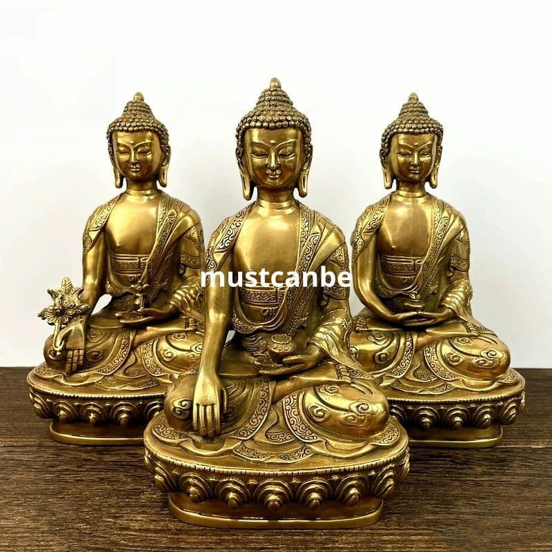 チベット密教仏像 薬師仏 阿弥陀仏 釈迦牟尼仏 三宝仏仏像 銅製品 辟邪開運置物