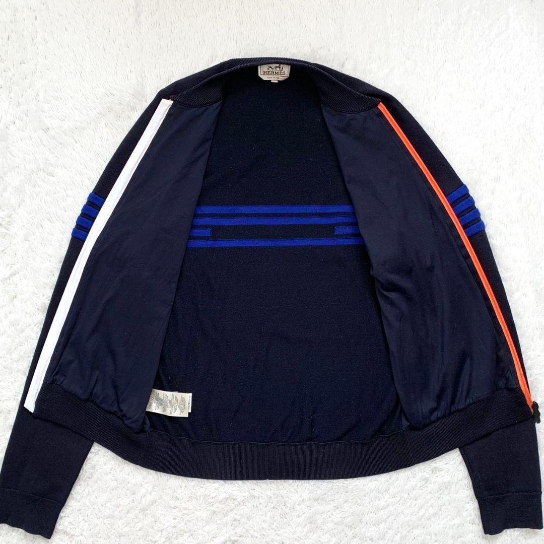 【未使用級】エルメス ブルゾン ナイロン カシミヤ 切替 紺 メンズ サイズＬ