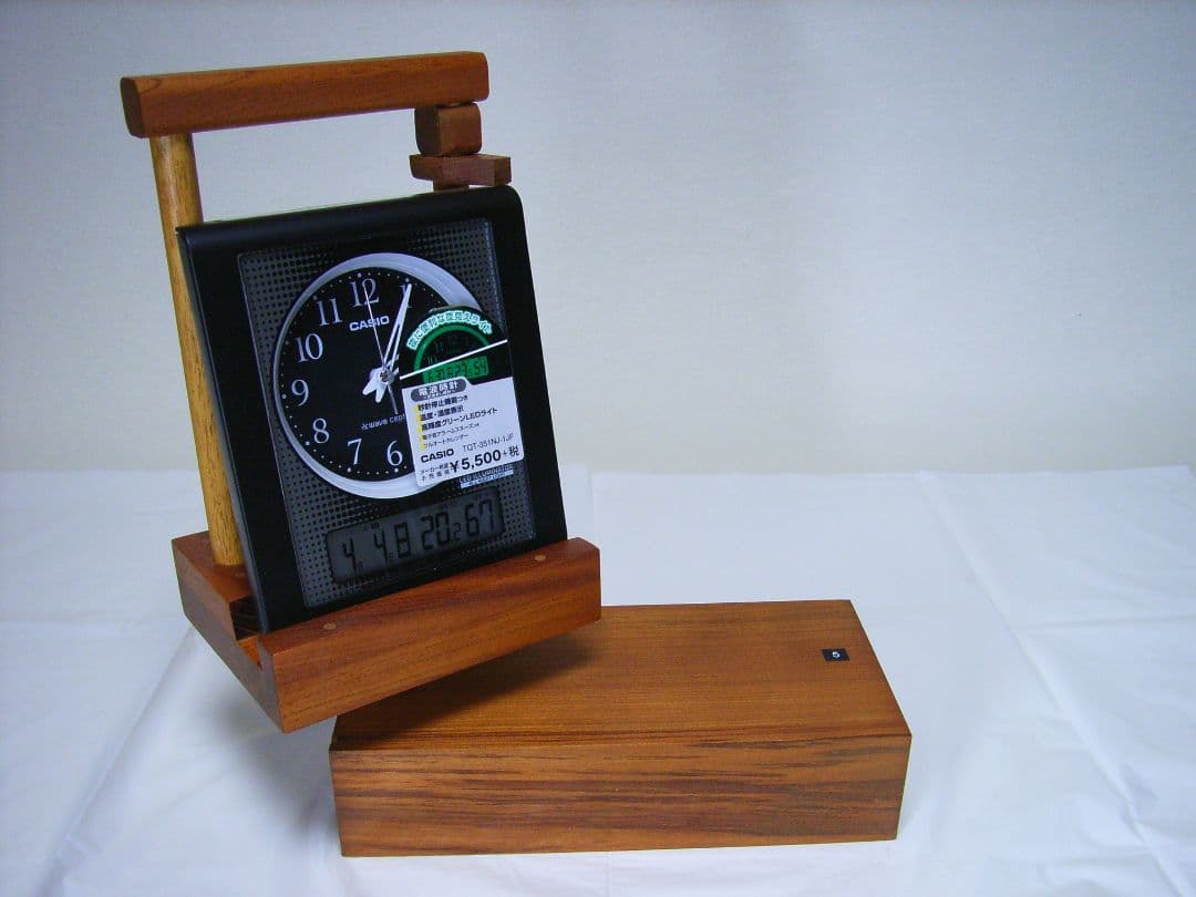 ５FSFABH欅板材電波目覚まし時計（カシオTQT-351NJ使用）TED対象外