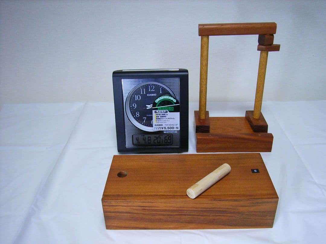 ５FSFABH欅板材電波目覚まし時計（カシオTQT-351NJ使用）TED対象外