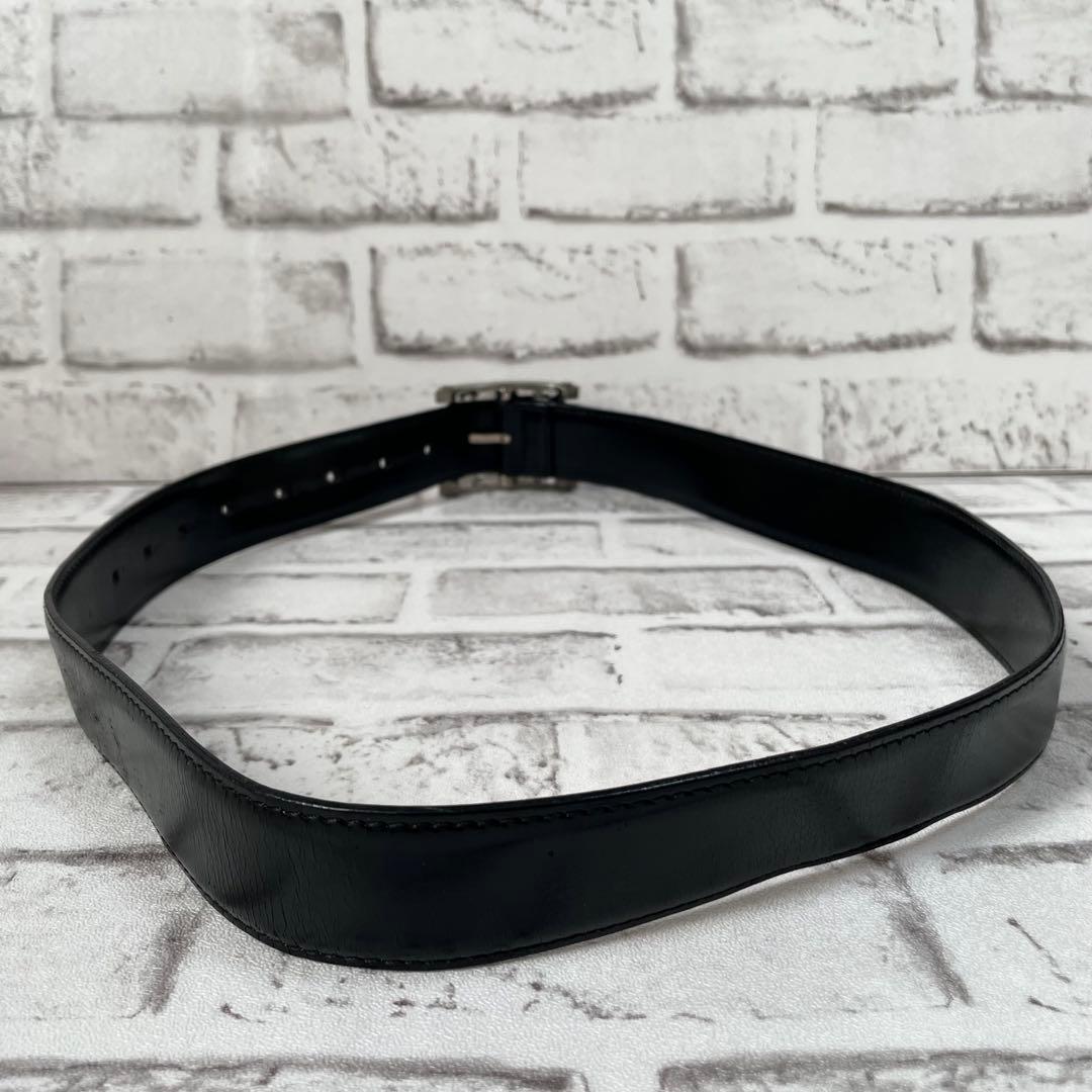 美品✨ブルガリ　ベルト　アショーマ　シルバーバックル　メンズ　黒