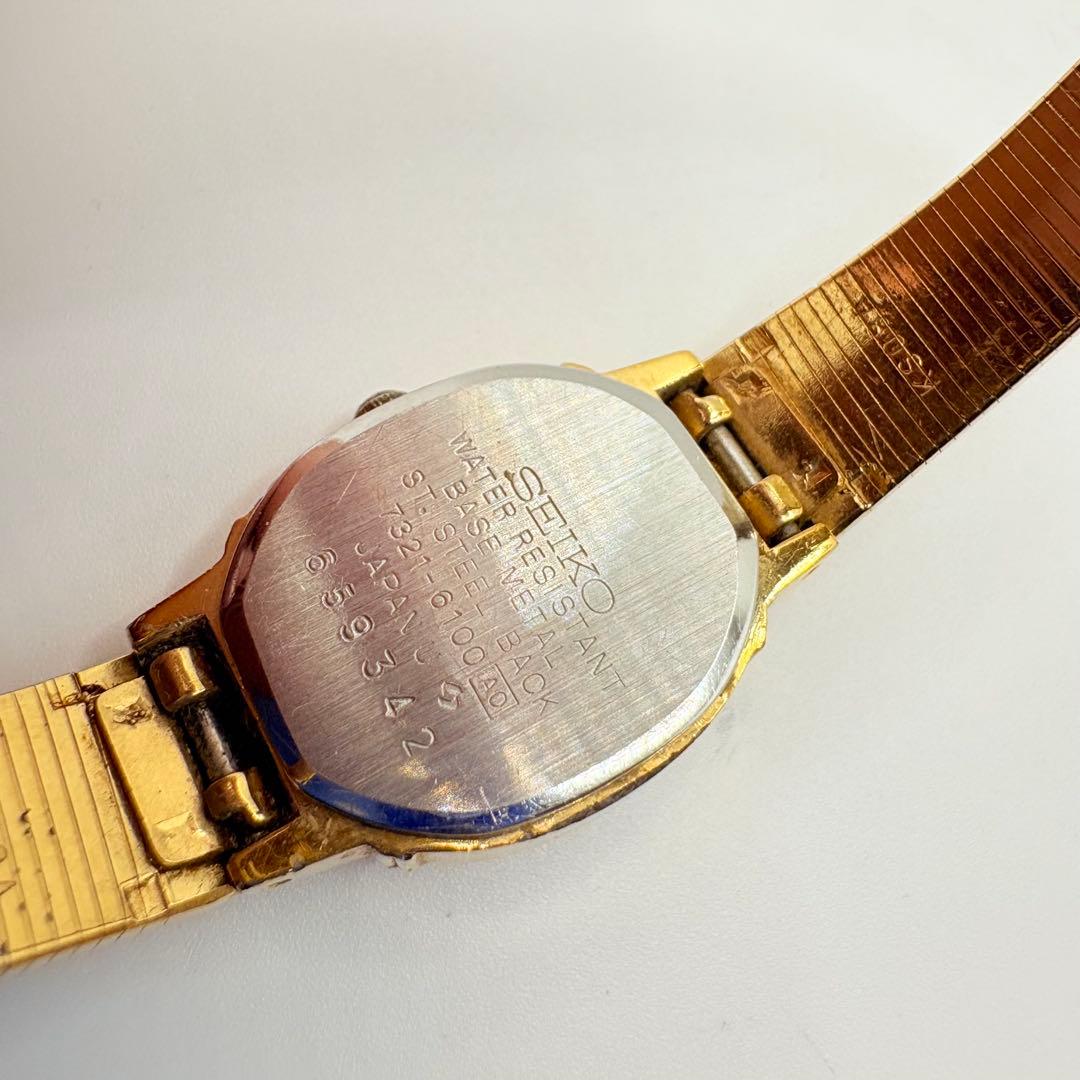 新品電池★稼働 SEIKO セイコー 腕時計 ゴールド オーバル 純正ベルト