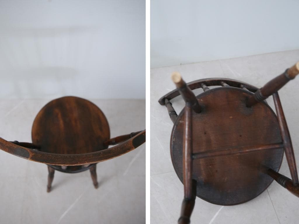 英国アンティーク木製キッチンチェア/ダイニングイス/椅子/飾り棚89-229-2