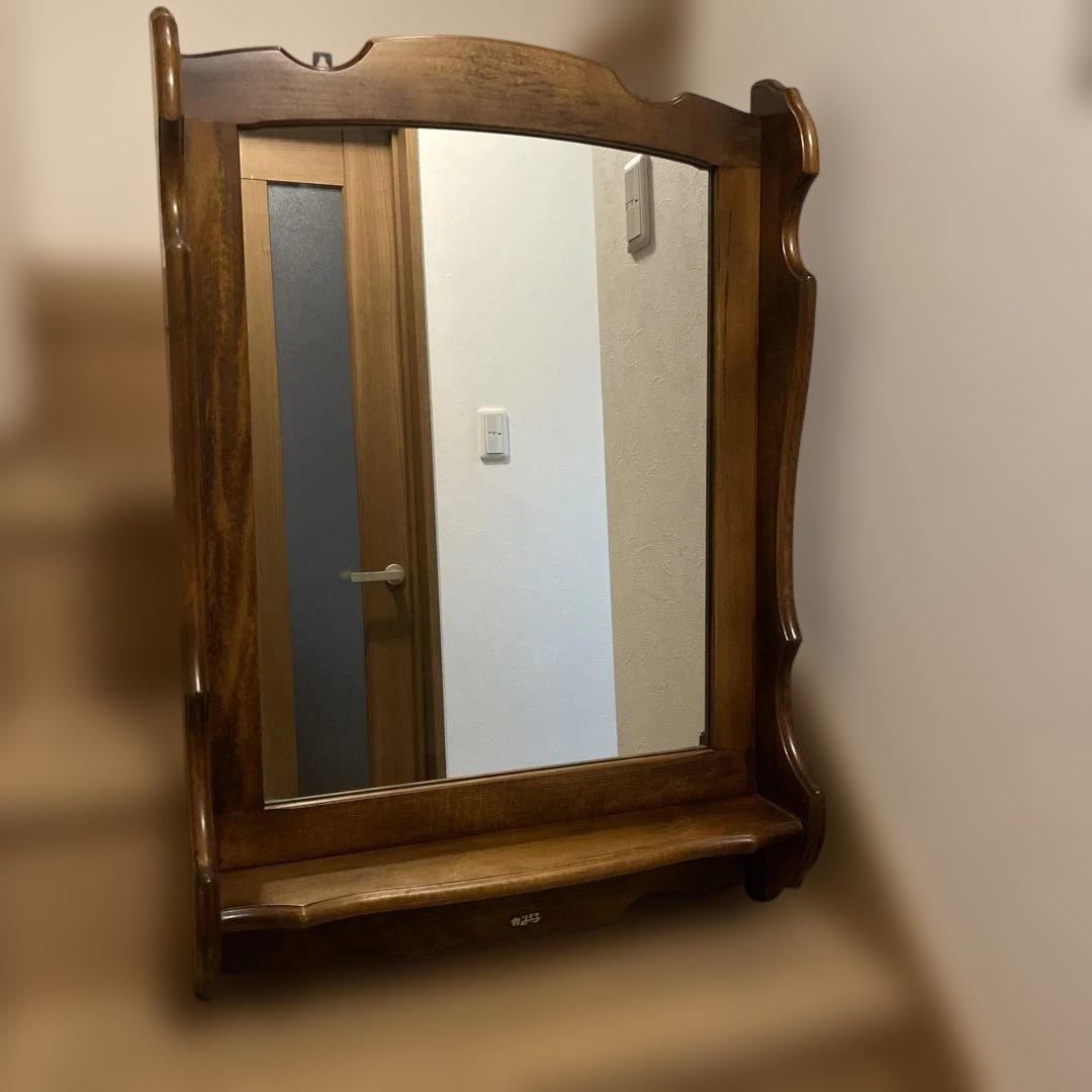 オールドカリモク　コロニアルシリーズ　壁掛けミラー