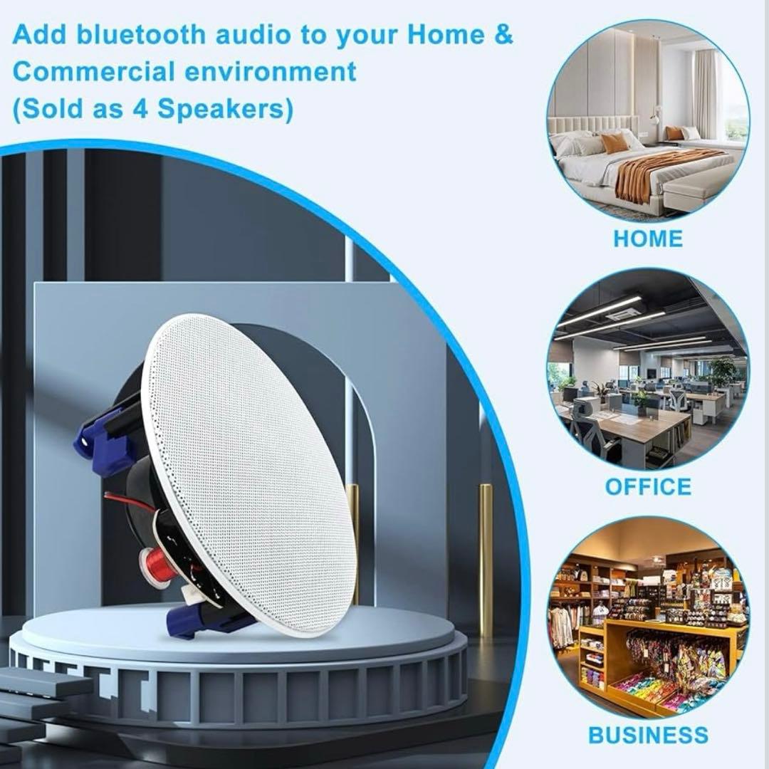 ブルートゥース 4インチ2ウェイ天井取付型スピーカー 天井 埋め込み 天井埋込型