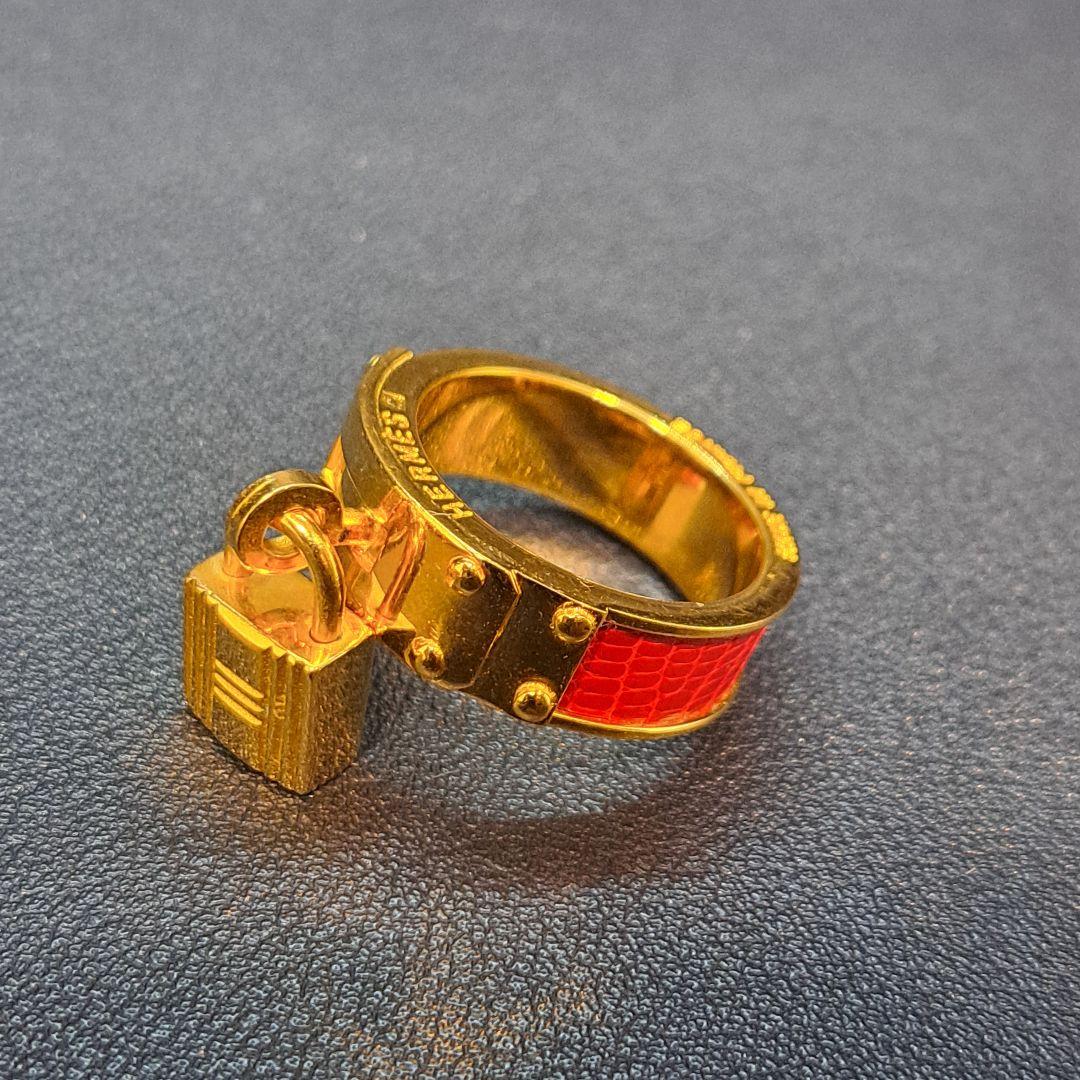 美品　HERMES　エルメス　スカーフリング　ケリー　ゴールド　カデナモチーフ