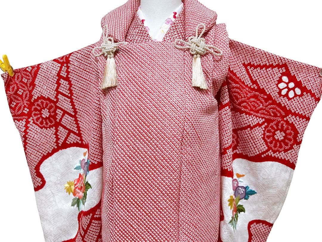 豪華逸品正絹セット♡七五三　3歳　女の子　一式　総絞り被布　赤