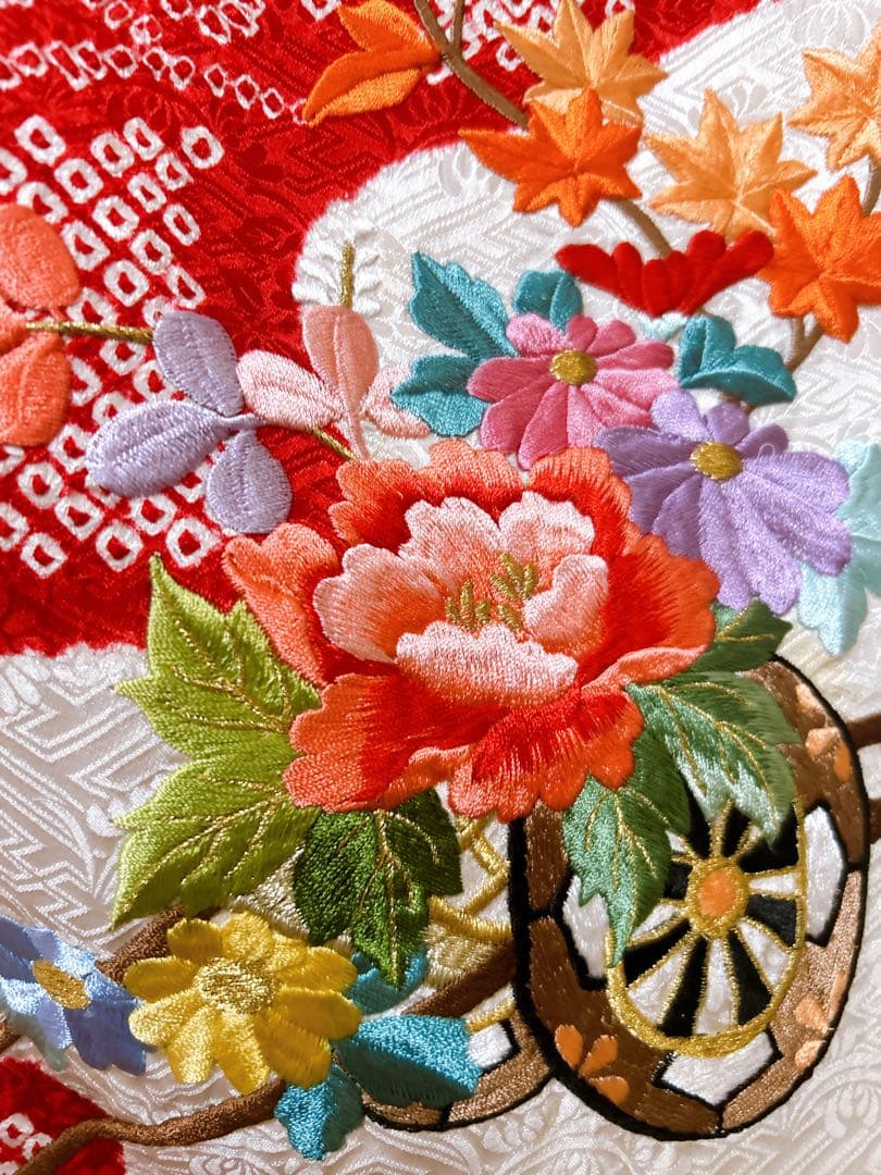 豪華逸品正絹セット♡七五三　3歳　女の子　一式　総絞り被布　赤