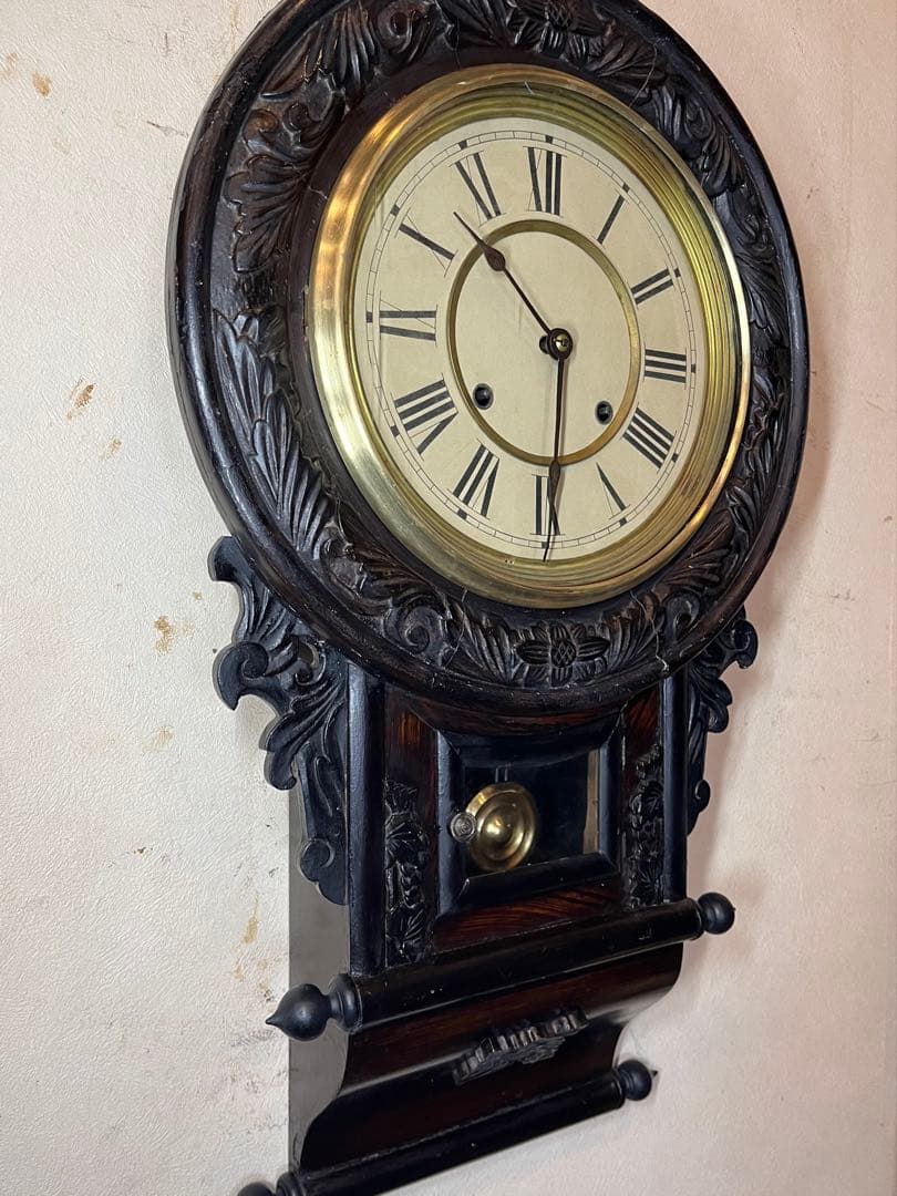 大型巻物　柱時計　古時計　振り子　レトロ　ゼンマイ　ボンボン　精工舎　ユンハンス