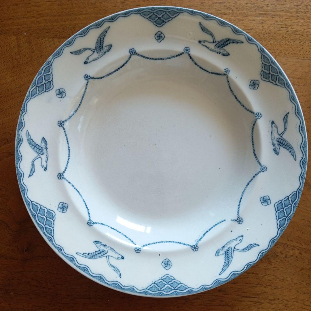 オーレスンド　グスタフスベリ　かもめ　アンティーク　23cm　スープ皿　２枚