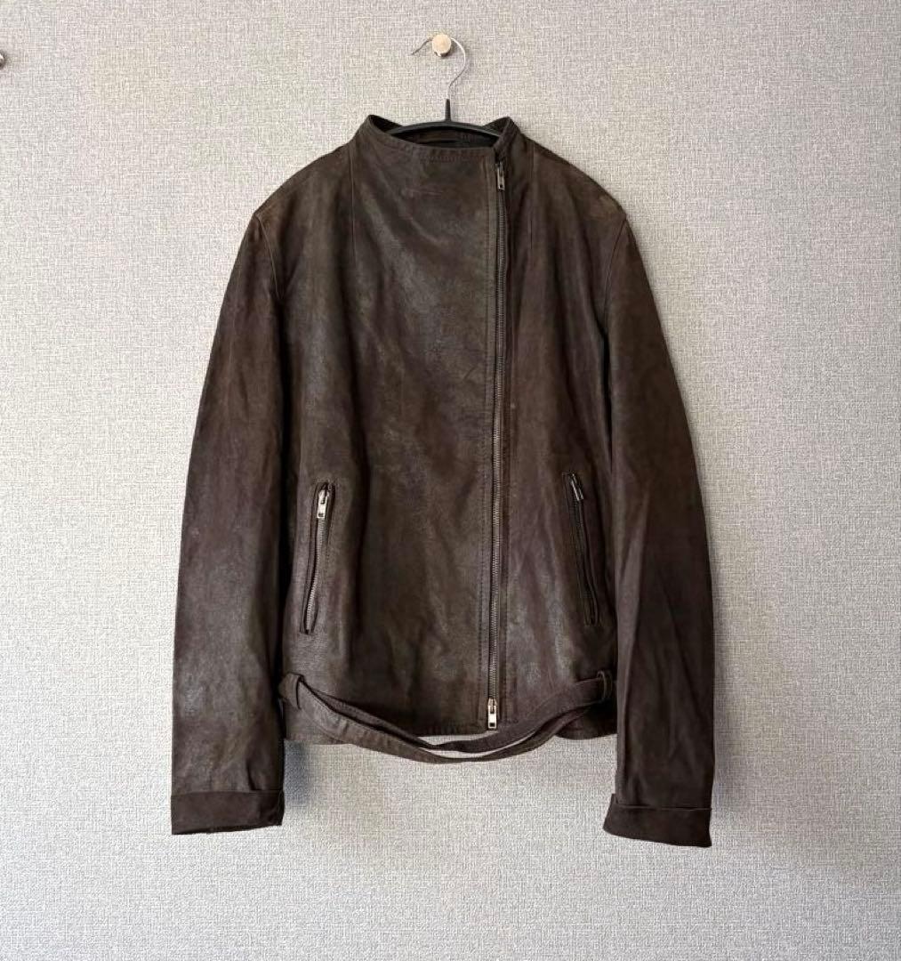 イタリア製MAURO GRIFONI 本革ゴートレザージャケット ダークブラウン