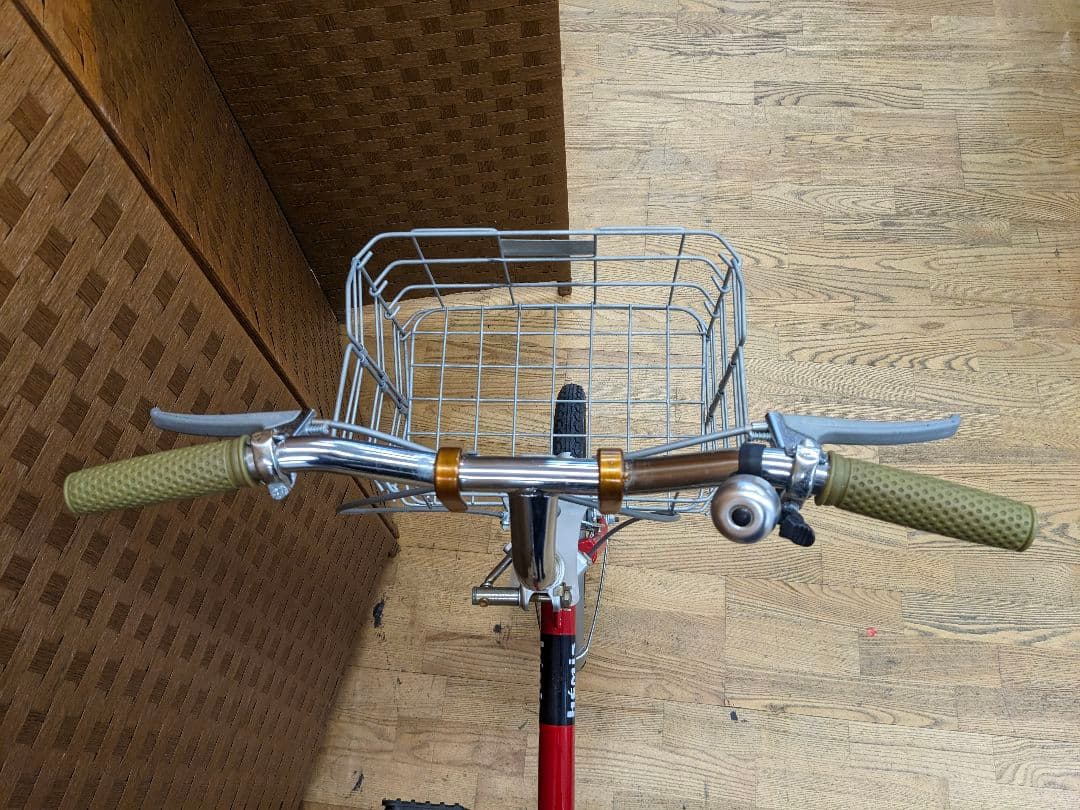 U007 美品　折り畳み自転車　20インチ　カゴ付き　レッド