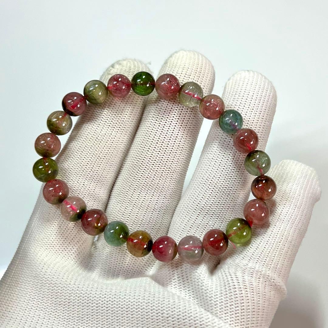 高品質　ウォーターメロントルマリンブレスレット　透明感あり　3