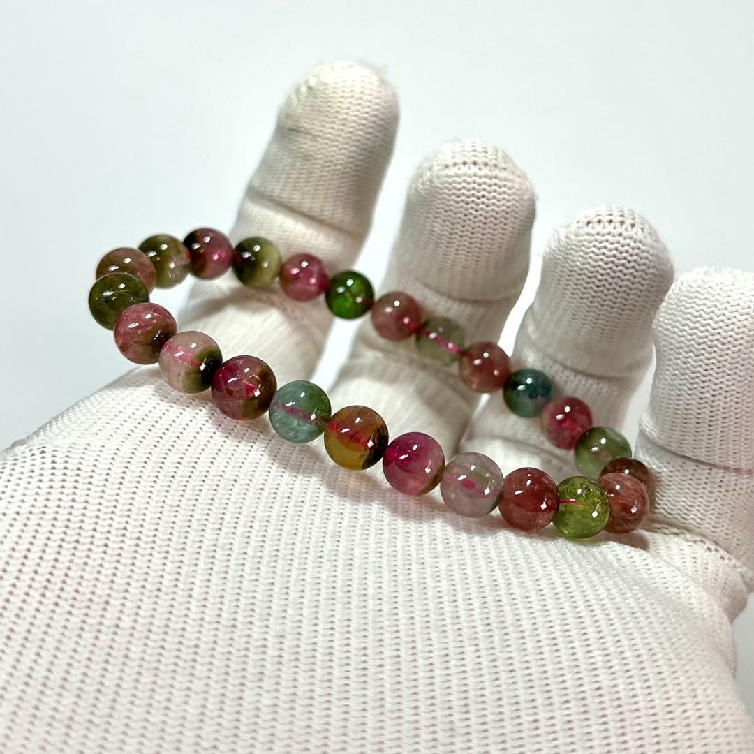 高品質　ウォーターメロントルマリンブレスレット　透明感あり　3