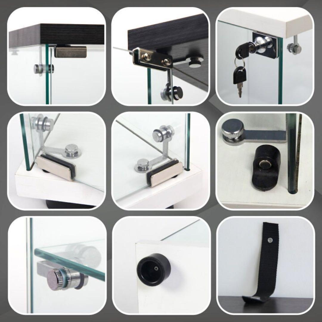 ガラスケース 2段両扉タイプ(鍵付き) ケース フィギュア 棚 ホワイト