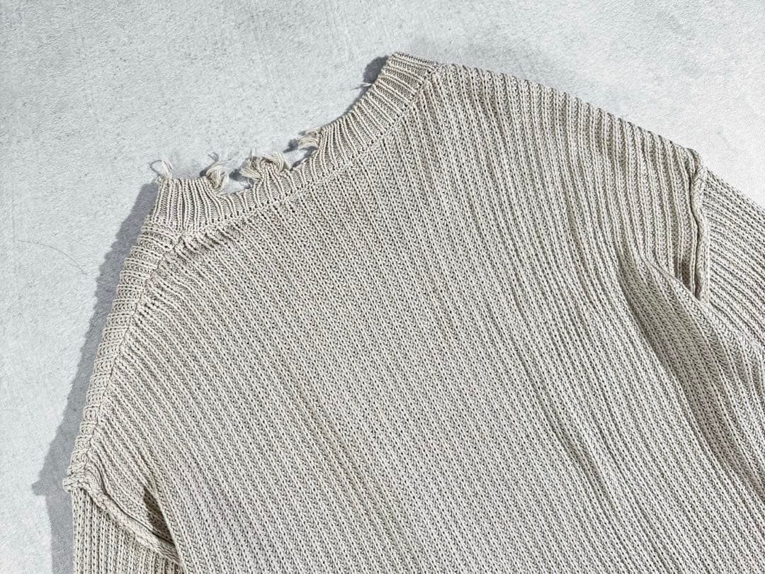 極美品 APSTUDIO ストーンウォッシュダメージプルオーバー コットンニット