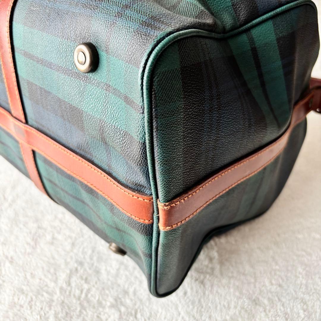 ポロラルフローレン ボストンバッグ ２WAY PVCレザー ブラックウォッチ 緑